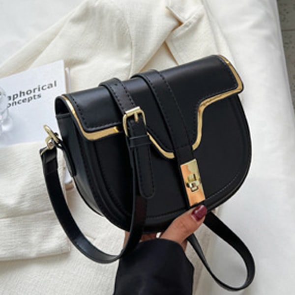 Naisten olkalaukku Retro Snap Sling Käsilaukku Satchel-laukku irrotettavalla nahkaremmillä naiselle