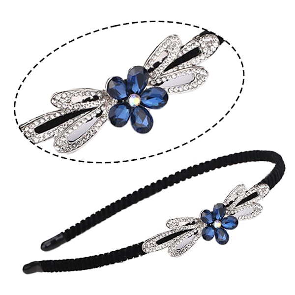 Blommigt pannband med strass för kvinnor, franskt fjärilsrosett pannband, mentalt pannband, kristallhårbågar, hårband, huvudbonad, accessoarer