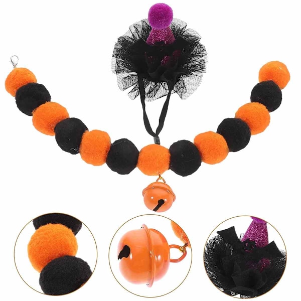 Halloween-kaulakoru plussipallot hattusetti Lemmikkieläinten hattu Lemmikki kissan juhlat lemmikkieläinten asu Plussijuhlat kissan kaulapanta