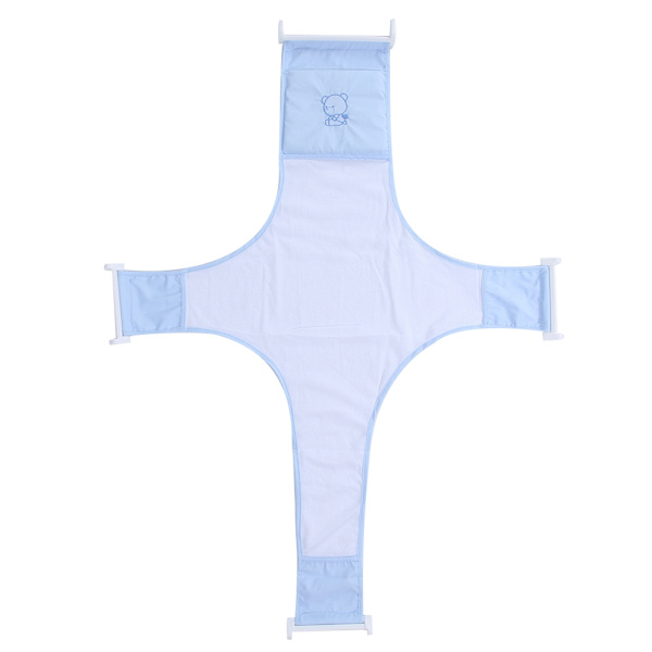 Baby Badekarnett Justerbar Anti-Skli Nettlomme Baby Bade Dusj Mesh Sete (Blå)