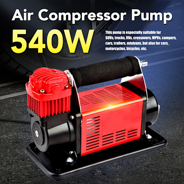 Däckpump för bil, luftkompressor 150PSI högt tryck 24V 540W dubbelcylinder