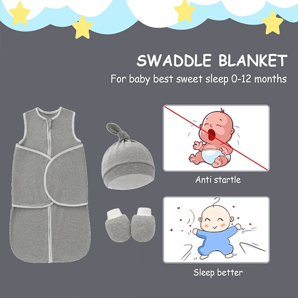 Baby Silkeorm Sovepose - Sovepose til babyer, bruges til at svøbe babyer, med hue og handsker.