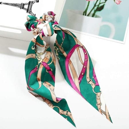 Hårbånd Scrunchies Satin Silke Hårbånd Sløjfe Hår Scrunchie Blomst Hår Elastiske Hårtilbehør til Kvinder og Piger