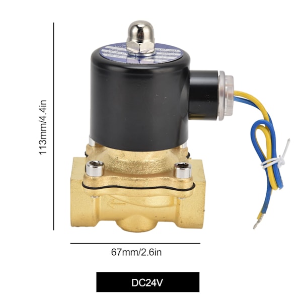 2W‑200‑20 G3/4in Solenoidventil i messing, normalt lukket, elektrisk solenoidventil for vann, luft, gass, DC24V