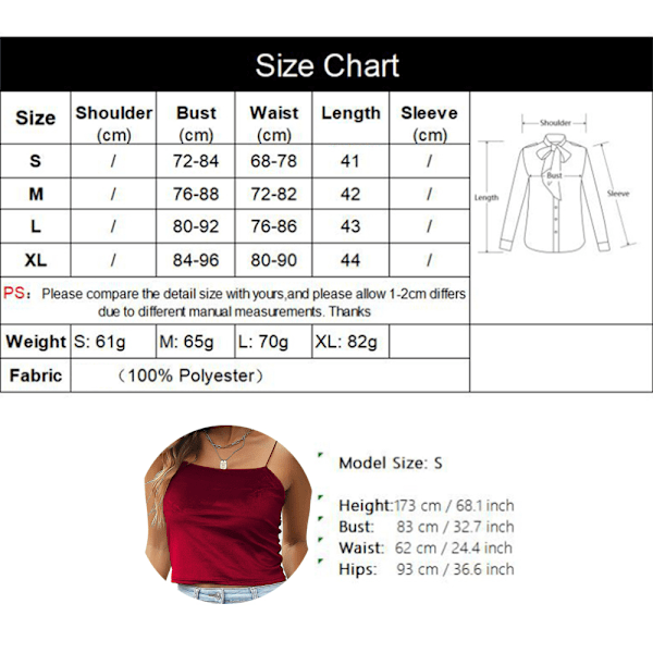 Dam Camisole i Sammet med Spaghettiband, Avskuren, Slitstark, Casual - Claret