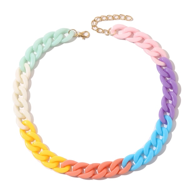 2 st färgglada halsband med resinlänkkedja, godisfärgad akryl, punkhalsband för kvinnor och flickor, smycken
