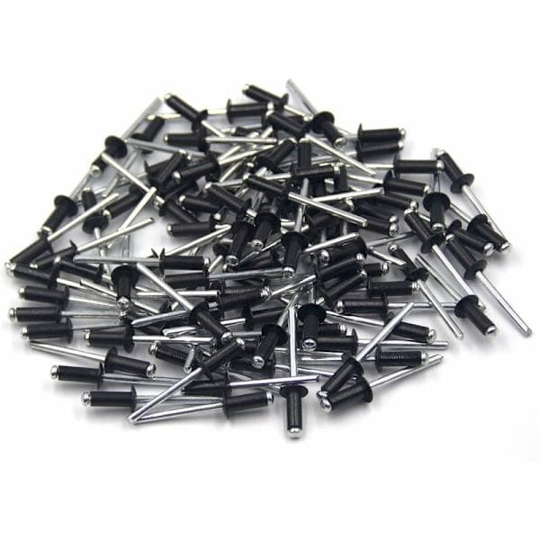 100 pcs Aluminum Blind Rivets 4.8 x 12 mm, Open Blind Rivets, Pop Rivets, Pack of 100 (Black)