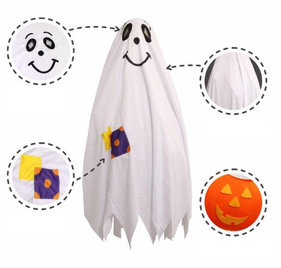 Cosplay Halloween Skummel Kappe Barnekostyme gratis gresskarpose Hvit White L
