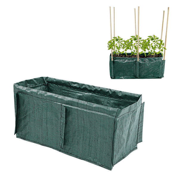 60CM Rektangulær Plantesæk med Foldbar Stang Vævet Stof Plantevækstpose til Have Balkon Landbrug