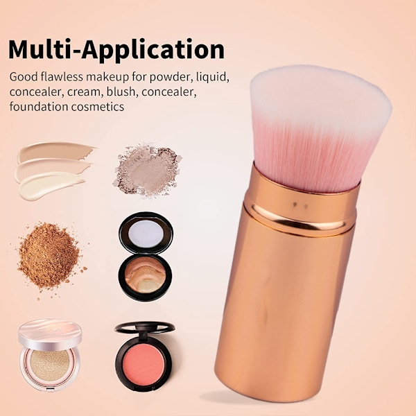 Retrakterbart Foundation Makeup-borste, Reseflatborste Bärbar Foundationborste med Skydd