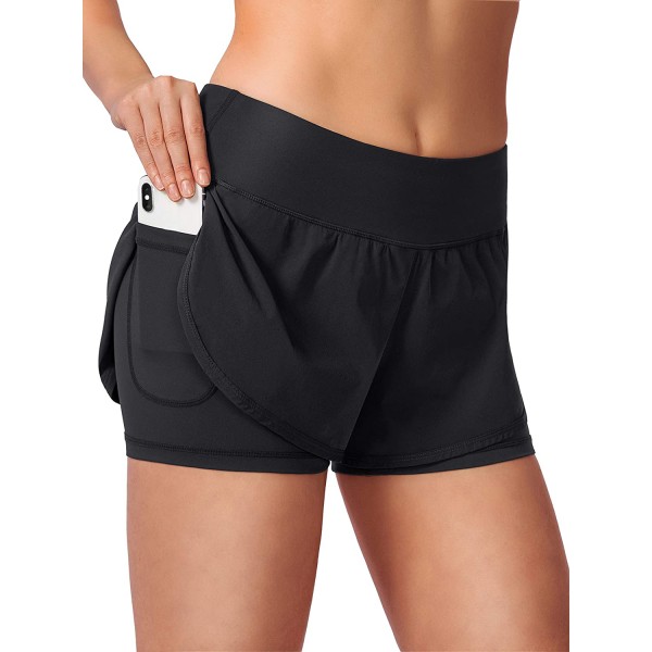 Women's 2 in 1 löparshorts Workout Athletic Gym Yoga