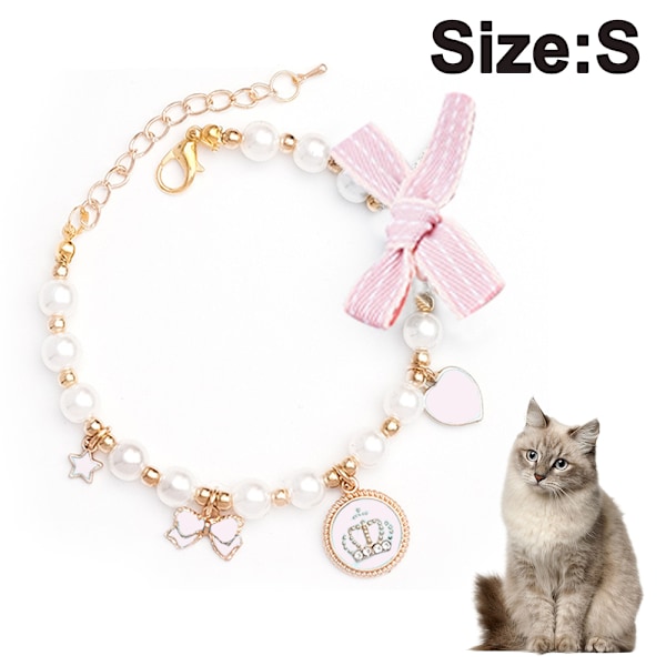 Halsband med pärlor för hund och katt, bling-accessoarer, band, kärlekshänge, smycke för husdjur, valp, chihuahua, yorkie, justerbart, handgjort