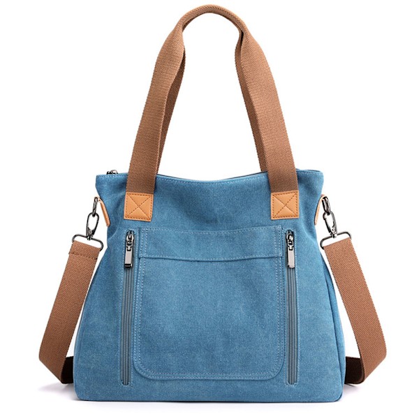Canvas Håndveske for Kvinner Stoff Tote Skuldervesker Casual Crossbody Bag Stor Topphåndtak Shopper Bag