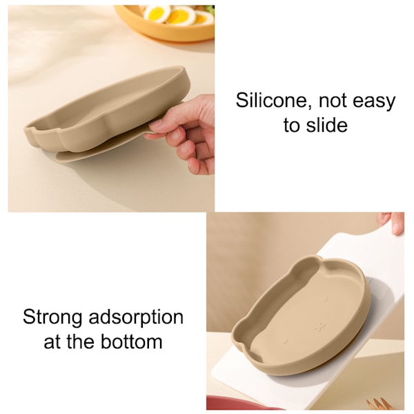 Baby Sugkoppsmatskål - Anti-fall, anti-brännskada silikon skål - med bestick