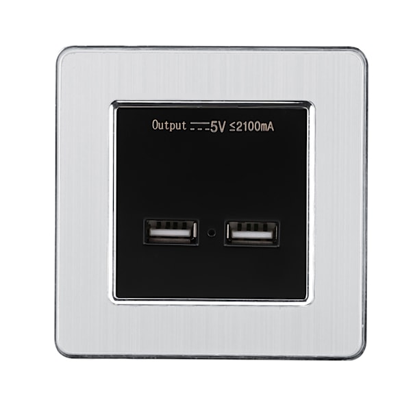 Væglader Strømstik Adapter Vægmontering Dobbelt USB Adapter Panel (Rustfrit Stål Panel)