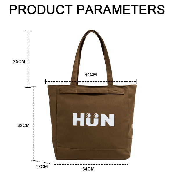 Canvas Tote Bag til Kvinder, Casual Skuldertaske med Lynlås og Lomme til Rejser, Strand, Arbejde og Shopping