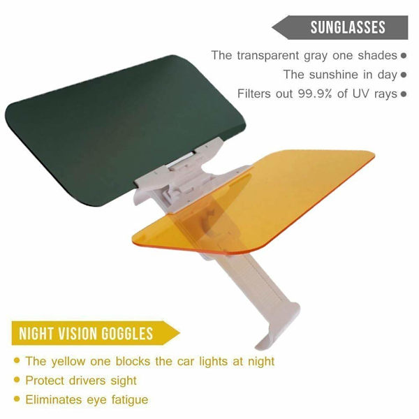 2 PACK-Car Visir Sun Blocker Anti-glare Extender Vindruta för dag natt, bil solskyddsförlängare Anti-glare Car Visir Extender, 2 i 1 bil sol