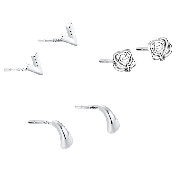 Øreringe til kvinder, simple øreringe, små stjerne- og måneøreringe, stift-piercing, sølvøreringe