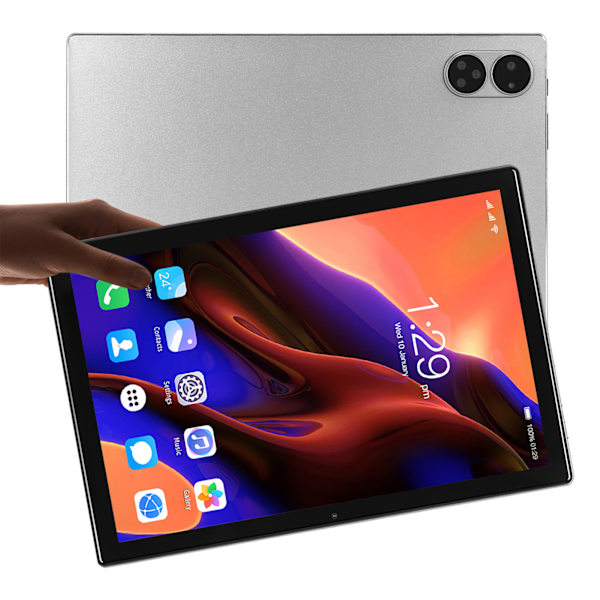2-i-1 10,1 Tums surfplatta för Android 12 8-kärnig CPU 8 GB 256 GB 5G WiFi 4G samtalstablett med tangentbordsfodral 100‑240V Grå EU-kontakt