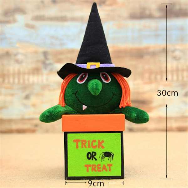 Papper + Tyg Cartoon Chokladgodisask Halloween Dekoration (Häxa)