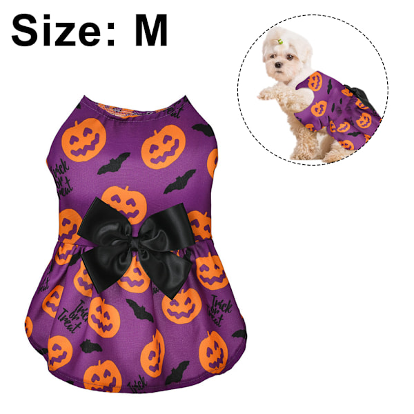 Halloween Lättvikts Sammet Kläder Hund Kostym Valp Klänning Doggie Party Flicka En Del Med Rosett Semester