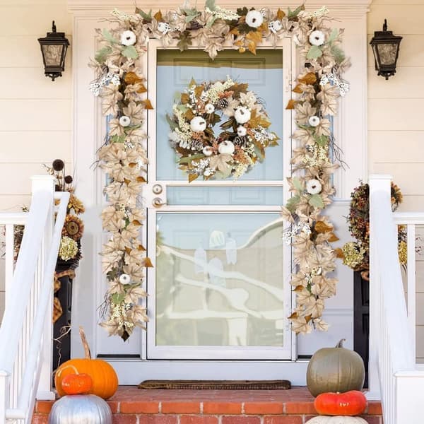 Halloweenpynt - 2 x 175 cm kunstige ahornbladguirlander - Efterårsdekorationer - Plast