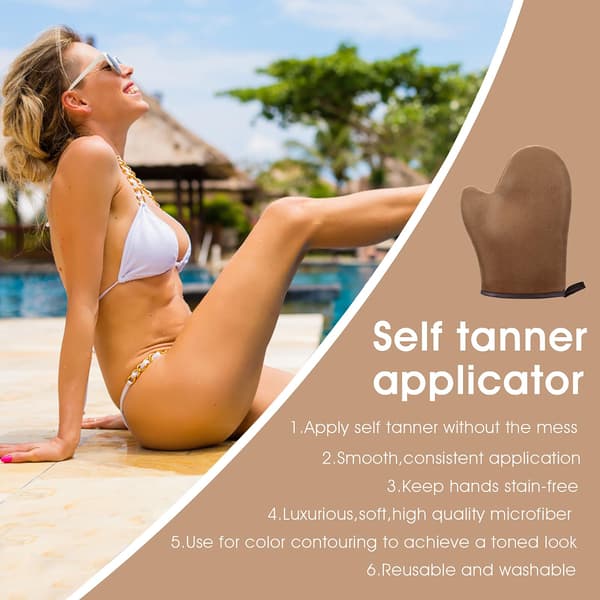 Bronze Tan Self-Tanning Mitt Self-Tanning Mitt with Thumb Machine Washable and Reusable Back Applicator Mitt