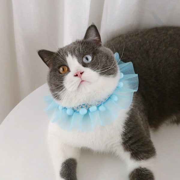 Söt spetshaklappsscarf kronhatt prinsesskostym för katter små hundar, outfit för födelsedagsfest