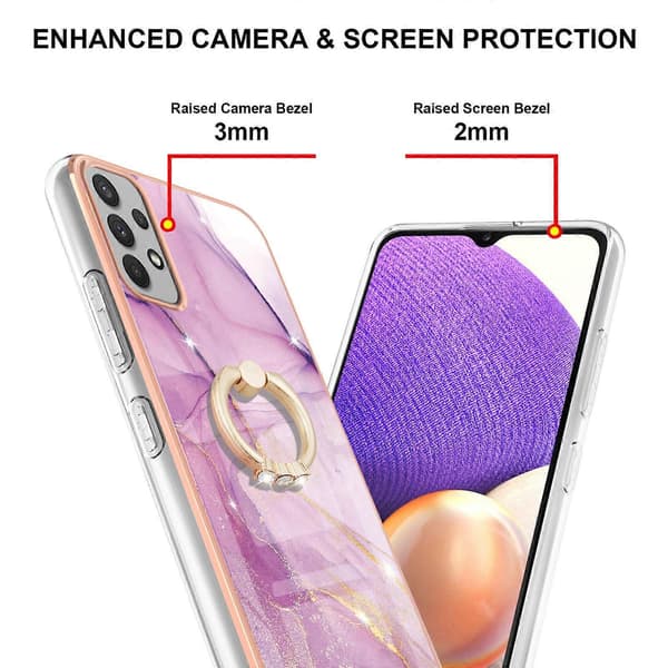 (Ny) Til Samsung Galaxy A33 5G Galvanisering Marmor IMD TPU Telefoncover med Ringholder