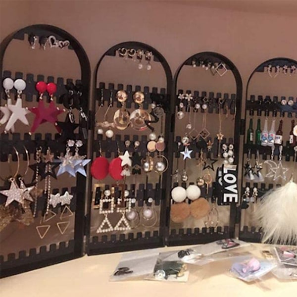 240 hål hopfällbar akrylörhängehållare, smyckeshängare arrangör, halsbandshållare 3 vik dubbelsidig stativ örhänge display