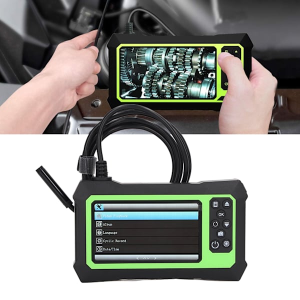 Endoskop 8mm Linse 4,3 tommer LCD Skærm Boreskop Kamera IP67 Vandtæt til Inspektion 5m / 16,4ft Grøn