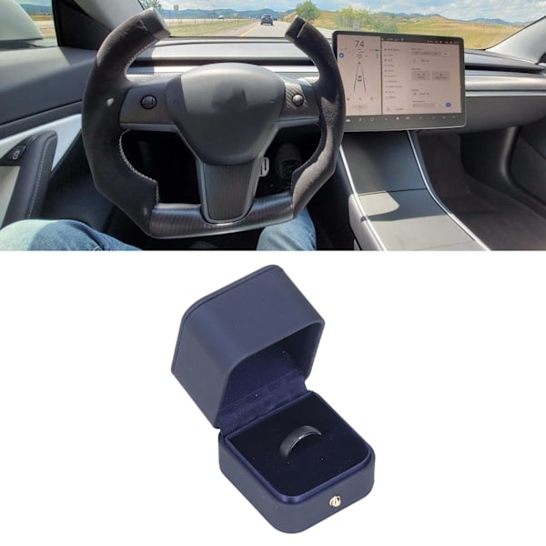 Nøglering til bil Vandafvisende Mat Sort med Plysæske Udskiftning til Tesla Model 3 X S Y Alle År8#