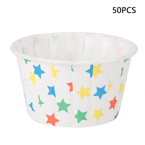 50 kpl Mini Cupcake-vuorat Paperi Pyöreä Kakku Leivonta Kupit Muffin-kotelot Kotijuhliin Hääjuhliin (Tähti)