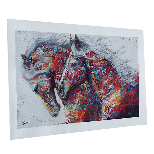Modern Canvasmålning Tryckt Bild Väggkonst för Hem Kontors Dekoration (30*60cm Färgglad Häst)