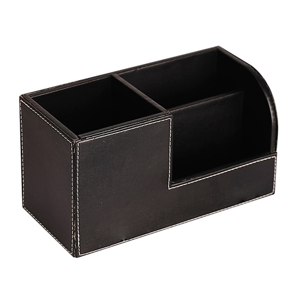 Kontor Skrivebordsarrangør, Penneholder, Læder Skrivebordsarrangører, med Fjernbetjeningsholder, 20.5*11*9.5cm