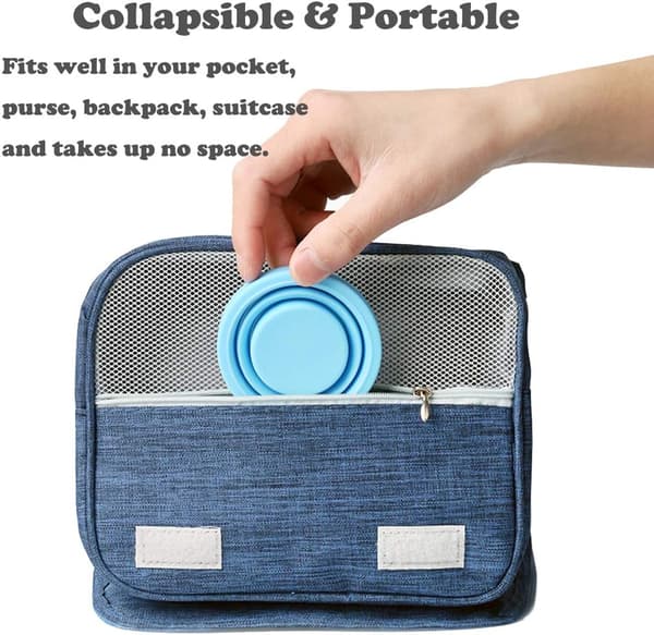 Foldable Mug Compact Silicone, Reusable Food Grade Collapsible Cup with Lid, Expandable Retractable Drinking Set