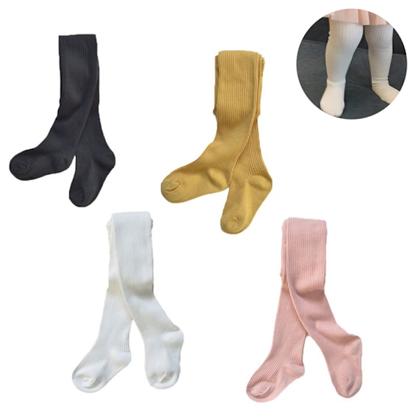 4-pack Baby Strumpbyxor – Tjocka Toddler Leggings för Flickor – Sömlösa Stickade Bomullsstrumpor – Spädbarns Strumpbyxor