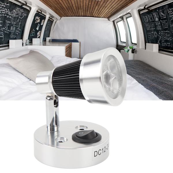 LED-sänkyvalaisin asuntoautoille DC12-24V Hopea 3W 3000K Lämmin valkoinen Kannettava lukulampi jahteille laivoille veneille