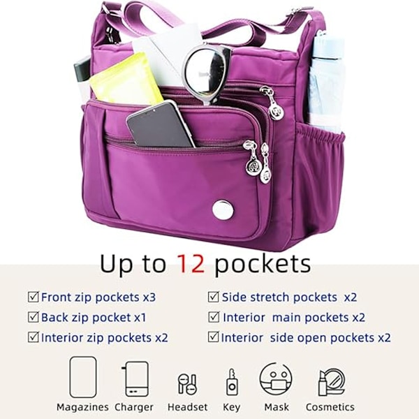 Crossbody-väskor för kvinnor Trendig axelremsväska Crossbody-väska för kvinnor Vattentät Lätt Casual Axelhandväska Plånbok Ryggsäck