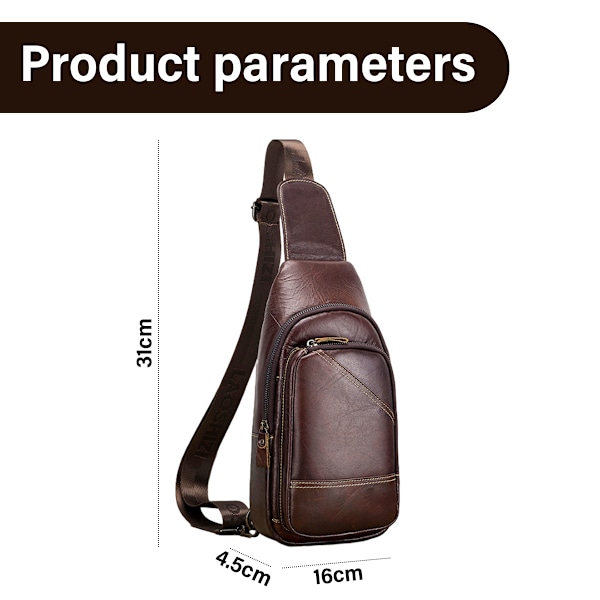 Aito Nahkainen Sling-Laukku Rinnassa Kannettava Casual-Laukku Matkustukseen Vaellukseen Ristiin Olalle Kannettava Reppu Vintage Päivärepun Miehille & Naisille