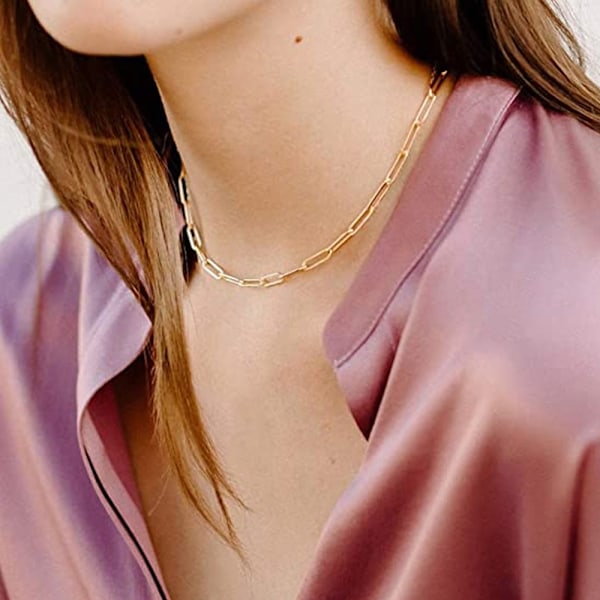 Dobbeltlags kragekjede for kvinner med bokstavanheng, gull geometrisk choker