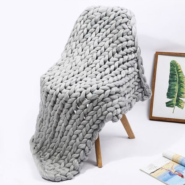 Mysig Chunky Knitted Filt Handgjord Garn Pet Bed Chair Soffa