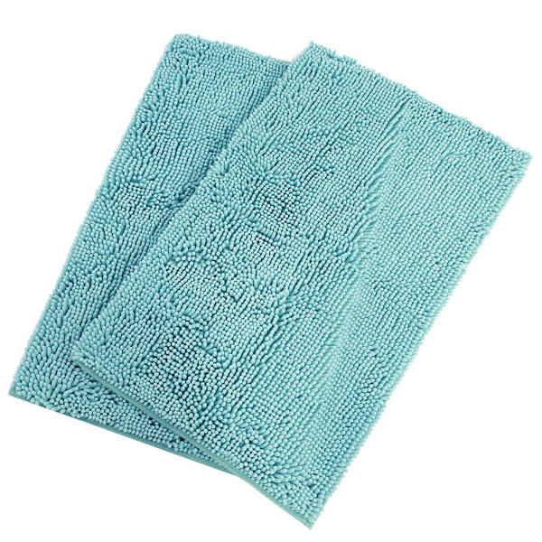 2 stk Chenille Anti-skli Vann Absorberende Sklisikker Matte Bad Stue (Blågrønn)