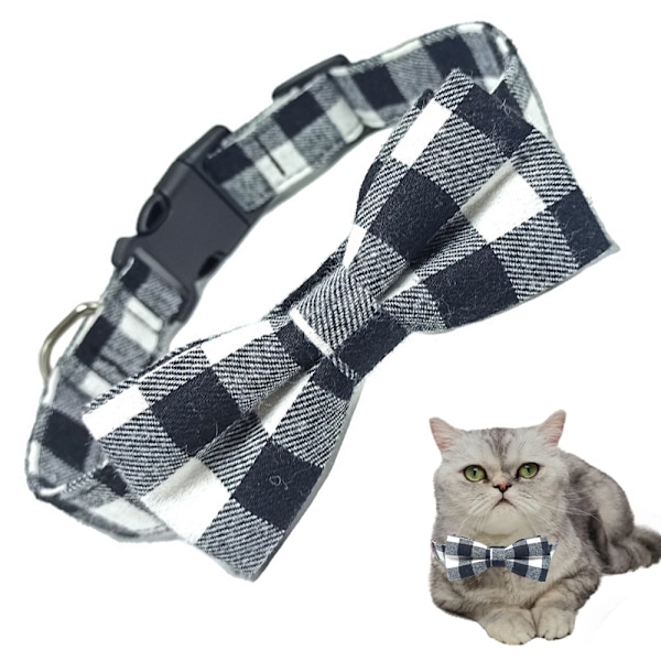 Justerbart husdjurshalsband Checker Bowknot Hundhalsband