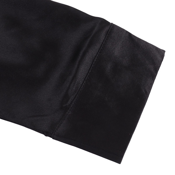 Satinblus med lång ärm, casual, figursydd, knappar fram, för kvinnor, dam, svart, L