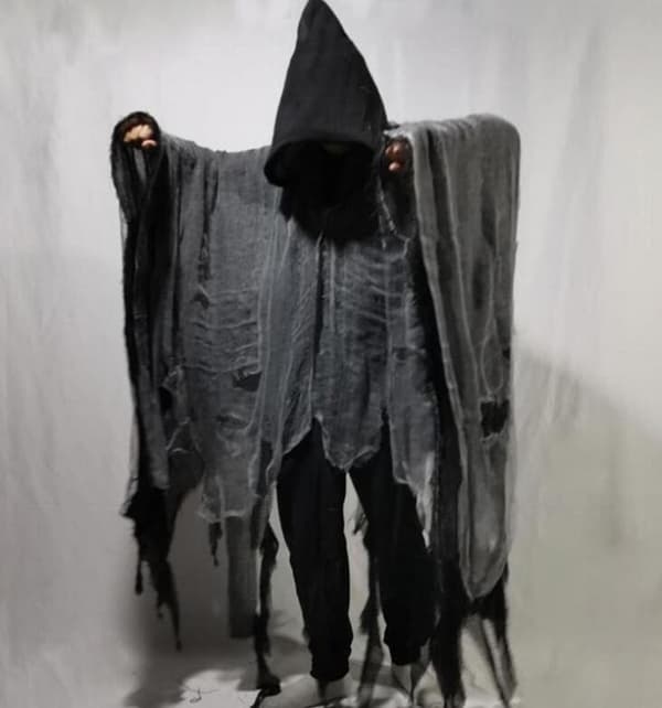 Halloween-kappe med hette, vintage skrekkappe Black