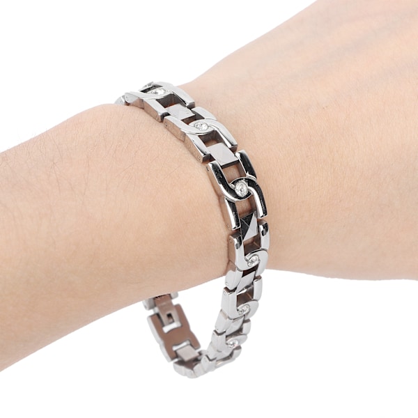 Dam Magnetterapi Armband med Rhinestones Smärtlindring Titanstål Magnetiskt Armband