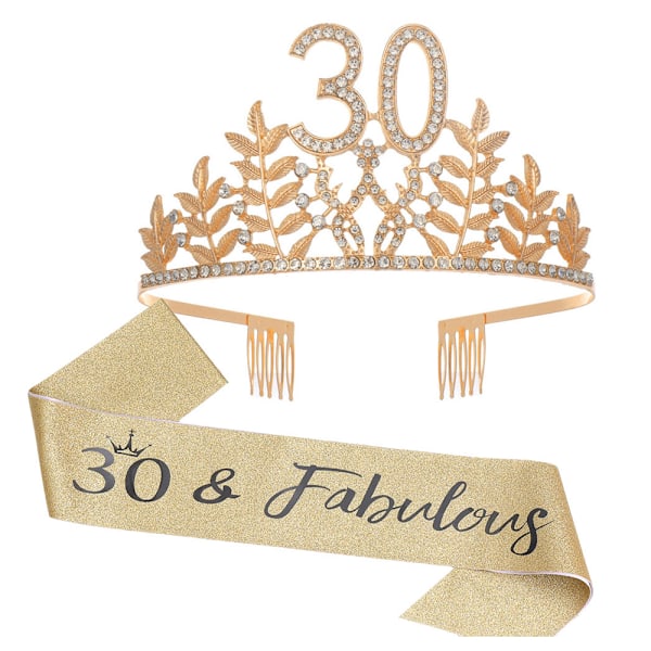 30-årsdag Sash & Rhinestone Tiara Kit, Happy 30-årsdag Present till Hennes 30-årsdag Dekorationer för Kvinnor