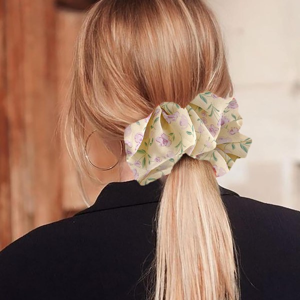 4 stk. store garn ansigt blomster hår cirkel slips hår dekoration hår slips hår slips hestehale elastik