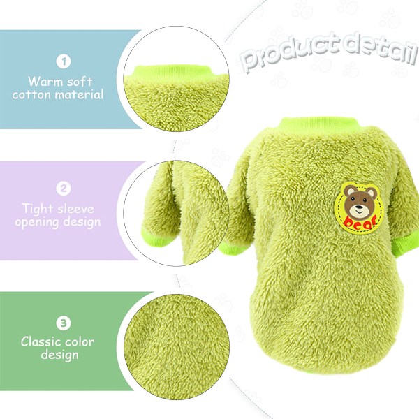 2 stk. Hunde-Sweatre til Små Hunde, Fleece Tøj, Vintervarme Hvalpe-Sweatre, Kæledyrs Kattetøj (Lyseblå + Avocado Grøn)